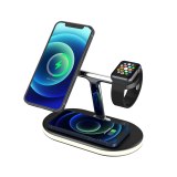 4 in 1 QI Fast Wireless Charger with Light for Airpods iPhone 12 Pro Max Apple Watch 2 3 4 5 Charging Holder LED Lamp