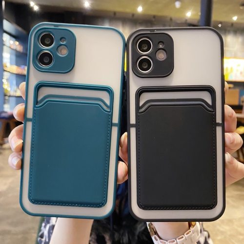 Skin Feel Card Wallte Case For iPhone 11 12 Pro Max Mini Case On iPhone XR X XS Max 7 8 6 6S Plus Lens Protection Card Bag Cover