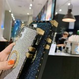 Luxury Glitter Square With Ring Bracket Phone Case For iPhone 14 13 12 Pro Max 11 XS XR 8 7 Soft Back cover