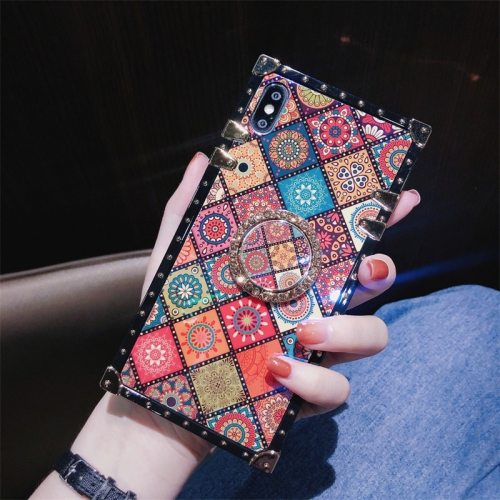 Luxury square Floral Plaid+ring Phone Case for Iphone 14 13 12 11 Pro Max Xs Max XR soft cover for Samsung S20Ultra S10 S9 Plus Note10