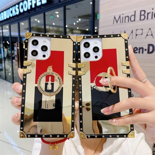 NEW Luxury brand mirror square Phone case For iPhone 14 13 12 mini 11ProMax XS XR 7 8 Plus SE Holder cover For Samsung Note20 S21Ultra