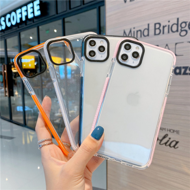 Transparent Multicolor Anti-fall Phone Case For iPhone 11 Pro Max For iPhone 12 Pro 12mini Clear Shockproof Frame Back Soft Case