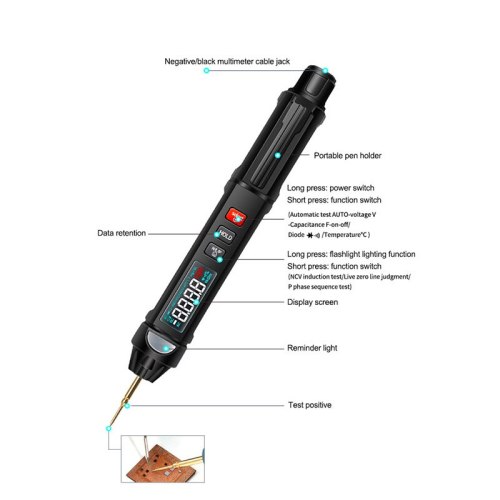 RELIFE DT-01 Multi-Function Mini Multimeter Non-Contact Tester Smart Pen Type Phase Sequence Meter for iPhone Repair Tools