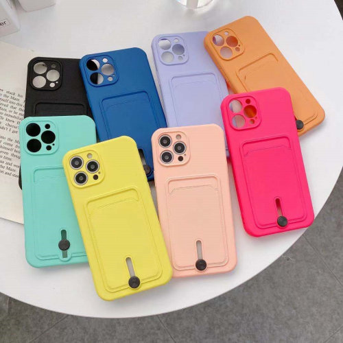 Candy Color Wallet Card Case For iPhone 12 Pro Max 11Pro Max XR XS Max 7 8 Plus X SE 2020 Soft Silicone Phone Cover Case Coque