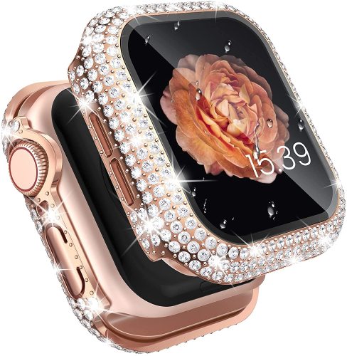 Diamond Watch Case Built-in Tempered Glass for Apple Watch 38mm 40mm 42mm 44mm for iWatch Series 6 SE 5 4 3 2 1 Cover