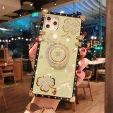 Luxury Glitter Diamond Ring Flowers Square Phone case For Samsung Note 20 Ultra Note10 S21 S20 Plus S10 S9 A71 soft Cover Fundas
