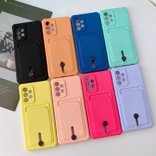 Card Bag Wallet Candy Color Case For Samsung A52 A72 A32 A51 A71 A22 A82 S21 Plus S20 FE Camera Protection Shockproof Soft Cover