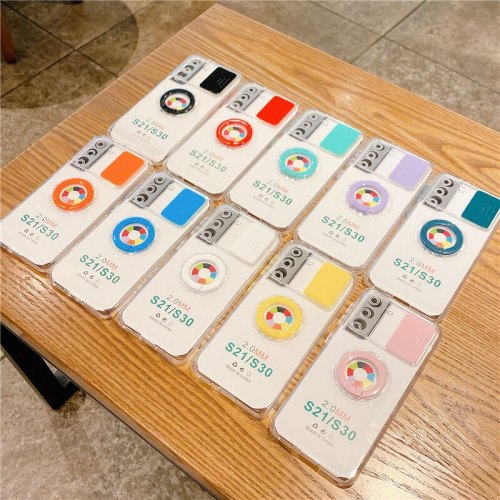Phone Cases For Samsung Galaxy S21 Plus Ultra FE A72 A52 A32 A12 5G Camera Protection Ring Holder Clear Transparent TPU Cover