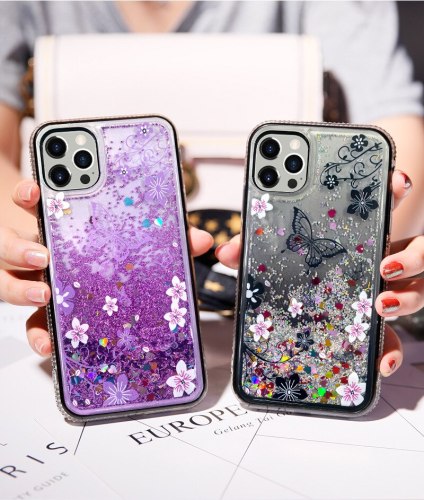 Butterfly Flower Dynamic Liquid Glitter Quicksand Diamond Case Cover For iPhone 13 12 Mini 11 Pro XS Max XR X 8 7 6 6S Plus SE