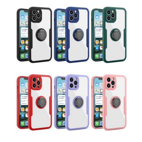 360° Full Protection Case For iPhone 11 12 Pro Max 11 Pro XS Max XR X 7 8 Plus SE 2020 Silicone Ring Stand Shockproof Case Cover