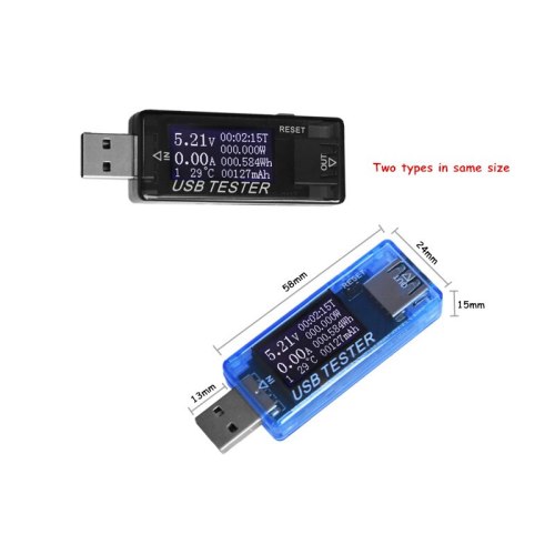 Battery Tester Voltage Current Detector Mobile Power Voltage Current Meter USB Charging Voltmeter Ammeter