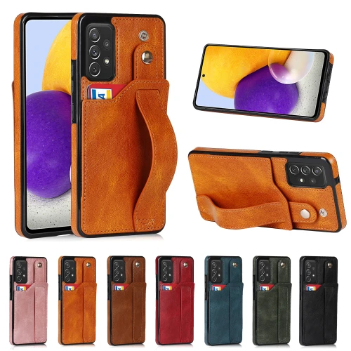 S21 FE 5G Wrist Strap Phone Case for Samsung Galaxy S20 Plus Note 20 Ultra A52 A72 A32 A82 A22 Leather Card Holder Back Cover