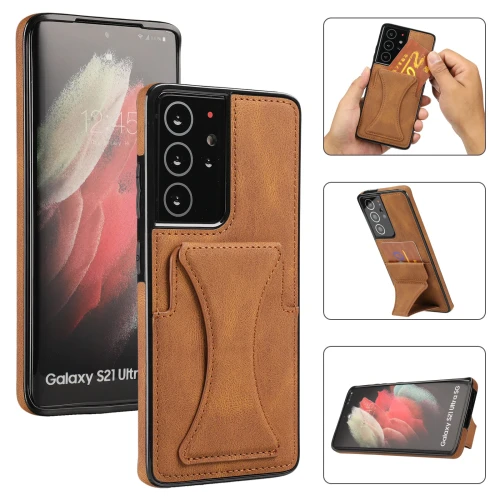 for Samsung Galaxy S21 S10 S20 Plus Ultra S10E S20 FE Case Luxury Slim Fit Premium Leather Card Slots Shockproof Kickstand Cover