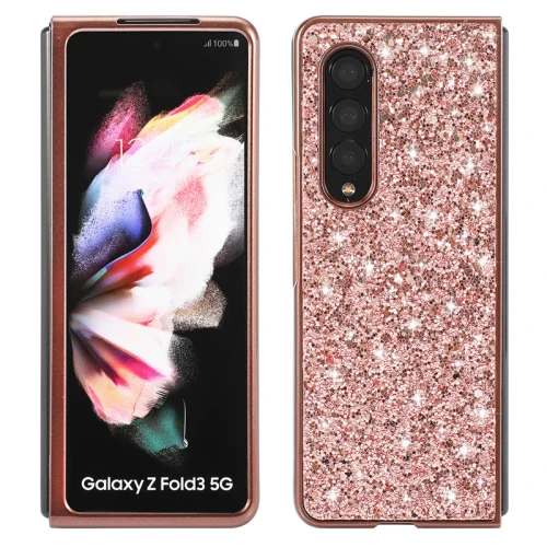 Bling Glitter Phone Case For Samsung Galaxy Z Fold3 5G Luxury Shining Crystal Sequins Hard PC Cover for Galaxy Z Fold 3 Fundas
