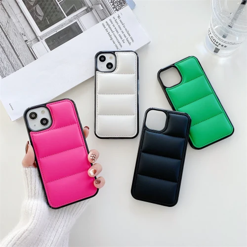 Luxury Smooth Down Jacket Phone Case For iPhone 13 12 Mini 11 Pro Max X XS Max XR 8 Plus SE 2020 Shockproof Soft Silicone Cover