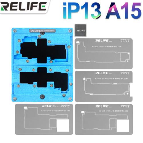 Relife RL-601W Stencil Kit for iPhone 13  13pro Promax Mini Middle Layer Board BGA Reballing Stencil Reball Solder Plaste