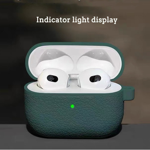 Silicone Case for New AirPods 3 Bluetooth Earphone Lychee Pattern Protective Cover for 2021 AirPods 3 Accessory Bag Hook