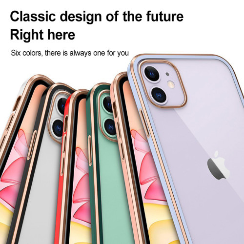Square Plating Colorful Frame Case For iPhone 14 13 12 11Pro Max 7 8 Plus X XS Max SE 2020 Transparent Soft Silicone Back Cover