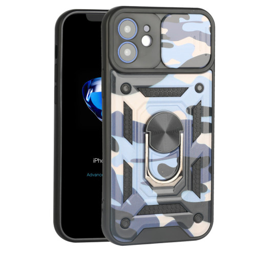Camouflage Armor Slide Lens Protection Phone Case For iPhone 11 12 14 13 Pro Max Ring Holder Shockproof Cover For iPhone 11 12 13