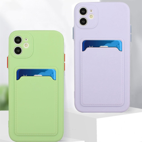 Card Holder Bag Wallet Phone Case For iPhone 13 12 11 Pro Max Mini XS XR X 8 7 Plus SE 2020 Candy Soft Silicone Shockproof Cover