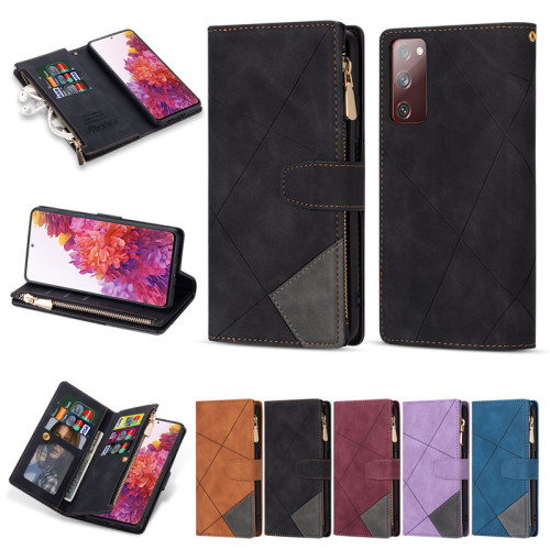 Luxury Zipper Flip Wallet Case for Samsung Galaxy S24 S23 S22 Plus S21 Ultra S20 S10 S9 FE Note 20 A51 A71 Card Holder Stand Phone Cover