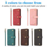 Luxury Leather Cards Stand Wallet Flip Phone Bags with Strap Case for iPhone 14 13 12 11 Pro X XS Max 6 6S 7 8 Plus XR SE2020