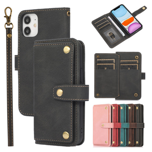 Luxury Leather Cards Stand Wallet Flip Phone Bags with Strap Case for iPhone 14 13 12 11 Pro X XS Max 6 6S 7 8 Plus XR SE2020