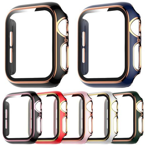 Screen Protector Hard Case for Apple Watch Series7 6 SE 5 4 3 2 Cover PC Bumper+Glass Film for iWatch 40mm 44mm 38mm 42mm 41mm 45mm Frame