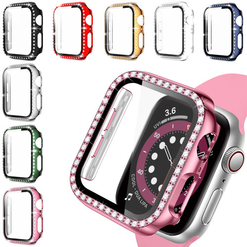 For Apple Watch Case Series 7 6 SE 5 4 3 2 for iWatch Case Accessor 45mm 44mm 40mm 41mm 42mm 38mm Protector Bumper PC Diamond