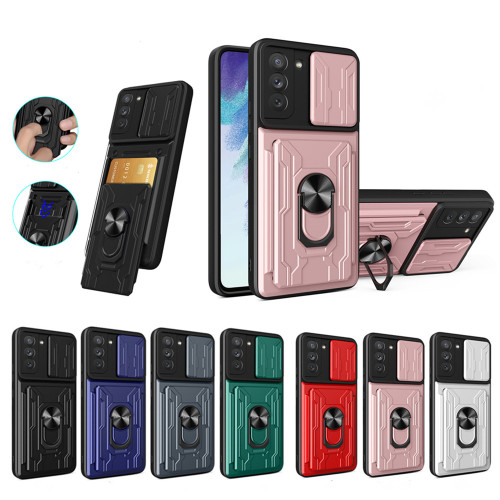 For Samsung Galaxy S21 FE S22 Ultra S20FE A51 A22 A31 A71 A02S Card Slots Case Etui on for Galaxy S21 Plus Ring Stand Back Cover