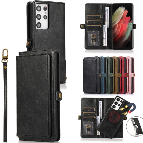 Wallet Case for Samsung S20 S21 Ultra Plus Detachable Retro Leather Magnetic Flip Cover Case for Samsung A52 A72 A32 A42 A51 A71