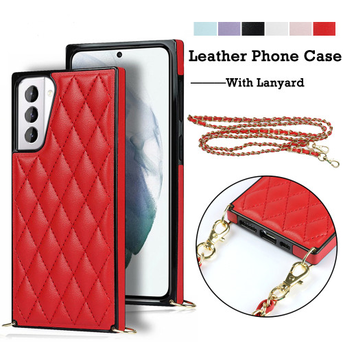 Luxury Leather Phone Bags Case for Samsung Galaxy S21 S20 FE S10 S9 S8 Ultra Plus Lanyard Crossbody Card Slots Shockproof Cover