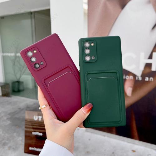 Original Candy Color Card Slot Case for Samsung S21 Ultra S20 FE A32 A52 A50 A21S A12 A50 Note 20 10 Shockproof Silicone Cover