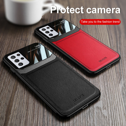 Luxury Plexiglass Leather Case for Samsung Galaxy S21 Ultra Case  S21 Plus S 21 Shockproof Phone Cover