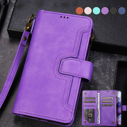 Luxury Flip Leather Zipper Wallet for Samsung Galaxy Note 20 Ultra 10 9 8 S21 FE S20 S10 E S9 S8 Plus S7 Edge Card Phone Cover