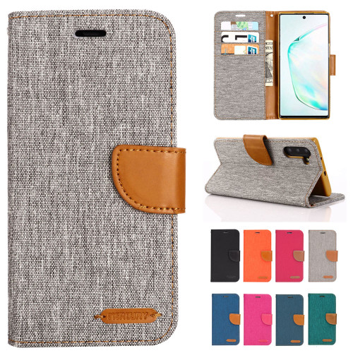 Denim Mixed Colors Leather Flip Case for Samsung Galaxy S21 S20 S10 S9 S8 Note 20 10 9 8 Plus Ultra Pro Phone Wallet Cover Case