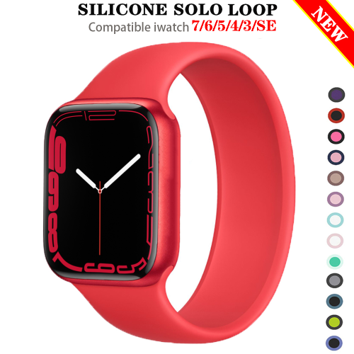 Solo Loop Strap for Apple Watch Band 45mm 44mm 41mm 40mm 38mm 42mm Elastic Belt Silicone bracelet for iWatch 6 5 4 3 SE 7