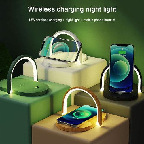15W QI Phone Wireless Charger Touch Control Night Light Phone Charging Holder Desk Lamp Fast Charging for iPhone Huawei Samsung