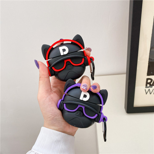 Music P French Bulldog Eyes pet dog Earphone Case for AirPods 1 2 3 Pro Wireless bluetooth headset Cover