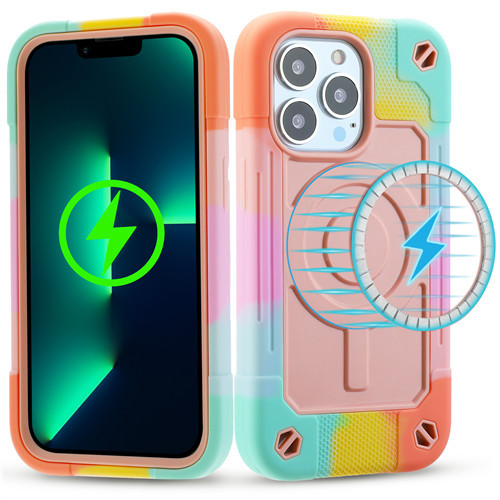 Luxury Phone Case TPU PC 2 in 1 For iPhone 13 Pro MAX 12 Full Body Rugged Shockproof Cover & Wireless Charging Magnetic Case