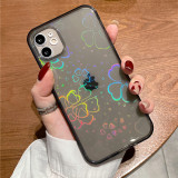 Gradient Laser Clear Phone Case For iPhone 14 13 12 11 Pro XS Max X XR 8 7 Plus Silicone Love Heart Flower Back Cover