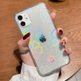 Gradient Laser Clear Phone Case For iPhone 14 13 12 11 Pro XS Max X XR 8 7 Plus Silicone Love Heart Flower Back Cover