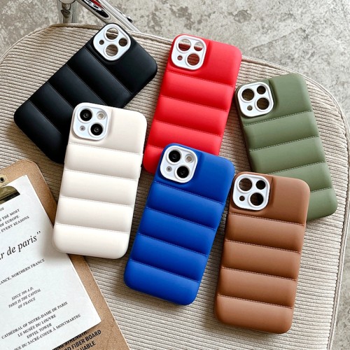 Luxury Soft Down Jacket Phone Case For iPhone 11 12 13 Pro Max XS X XR 7 8 Plus Silicone Bumper Back Cases Cover