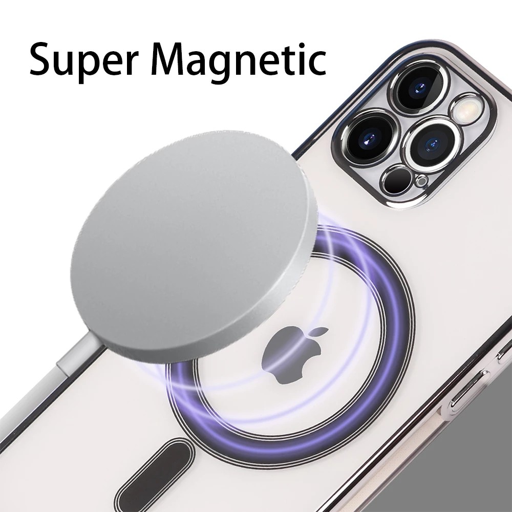 Luxury Plating Silicone Magnet Case For iPhone 13 12 11 Pro Max 12 13Mini Wireless Charger Magsafing Electroplate Soft Covers