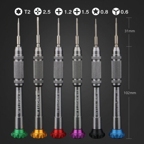 6Pcs WYLIE Aluminum Screwdriver High-Precision Screwdriver For Mobile Phone Computer Repair Disassembly Bolt Hand Tool Set