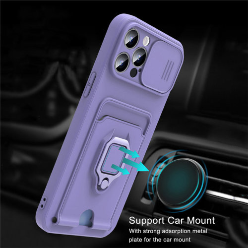 Silicone Card Bag Magnetic Phone Case For iPhone 13 Pro Max 12 11 X XR XS Max 7 8 Plus 14 Pro Armor Ring Holder Shockproof Cover
