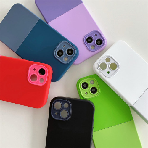 Splicing Contrast Color Phone Case For iPhone 13 11 12 14 Pro Max 3 in 1 Fashion Liquid Silicone Soft Bumper Cover For iPhone 13