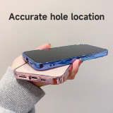 Luxury Logo Hole Soft Silicone Transparent Case for iPhone 14 13 12 11 Pro Max XR XS X 7 8 Plus Lens Protection Plating Cover