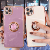 Soft Candy Square Phone Case For iPhone 11 12 13 14 Pro Max XS X XR 7 8 Plus SE 2020 mini Stand Ring Silicone Shockproof Cover