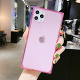 Square Neon Fluorescent Transparent Phone Case For iPhone 14 13 12 11 Pro XS Max 7 8Plus X XR 13Mini Clear Soft Back Cover Capa